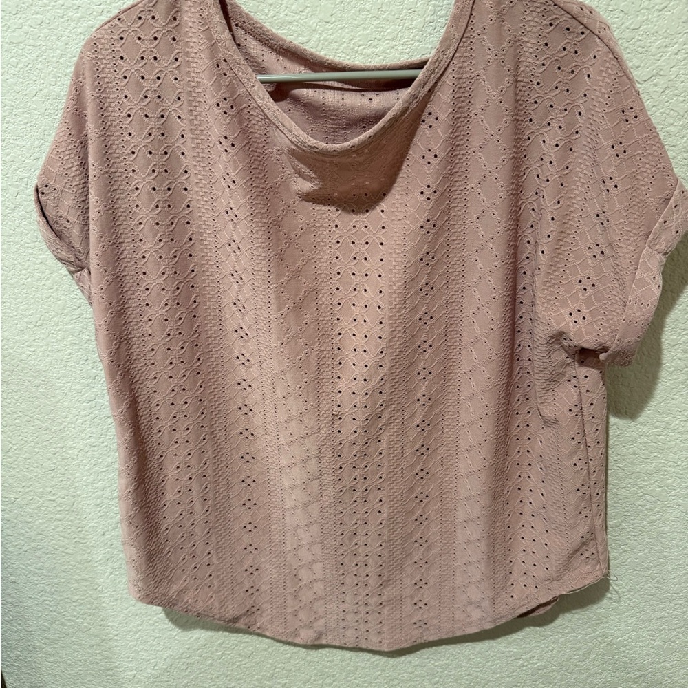 Pink Eyelet Women Top